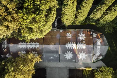 Villa Valentini Bonaparte Aerial View of A Reception Under a Tent