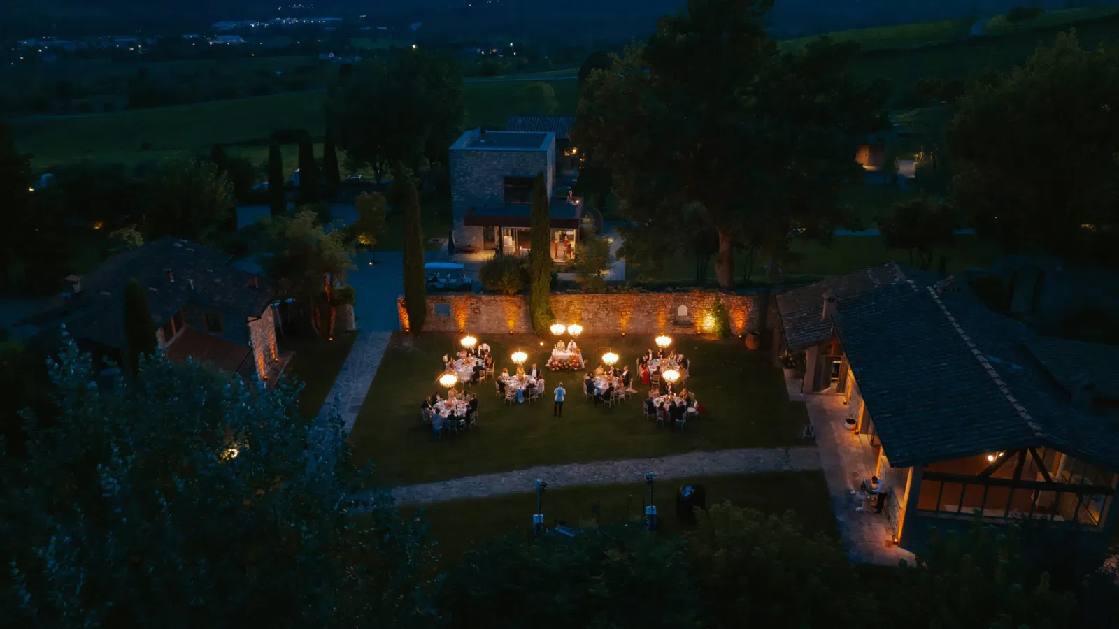 Borgo Corsignano Aerial View Night