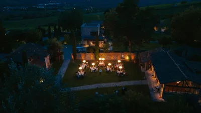 Borgo Corsignano Aerial View Night