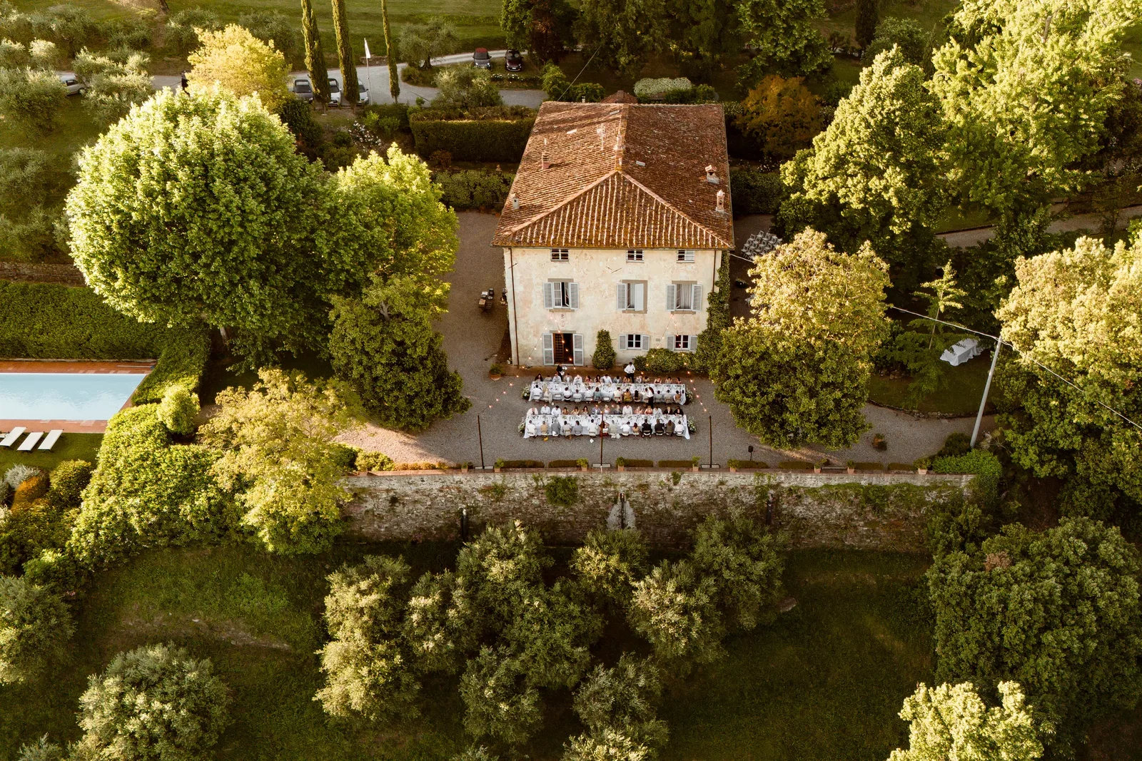Fattoria del Cipresso Drone Wedding Tables