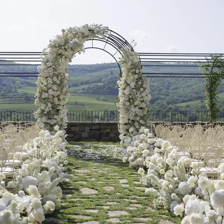 Vignamaggio Pergola White Floral Arch