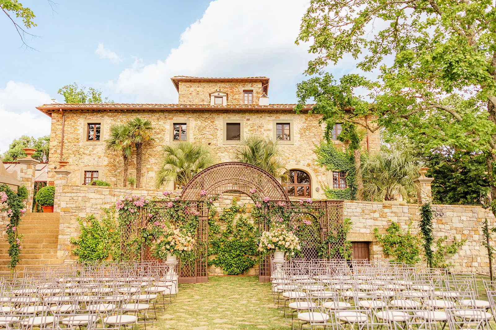 Vignamaggio Ceremony Backdrop Pergola