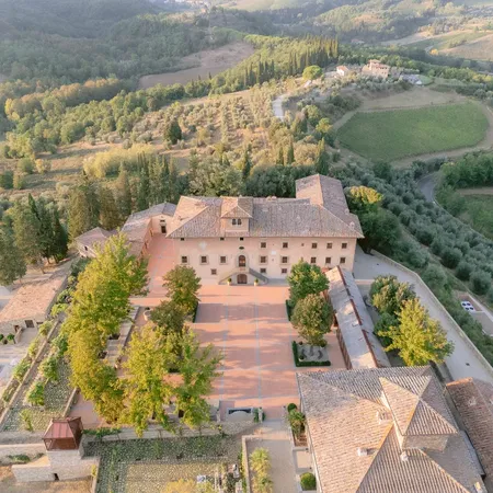 Vignamaggio Close Up Drone Courtyard