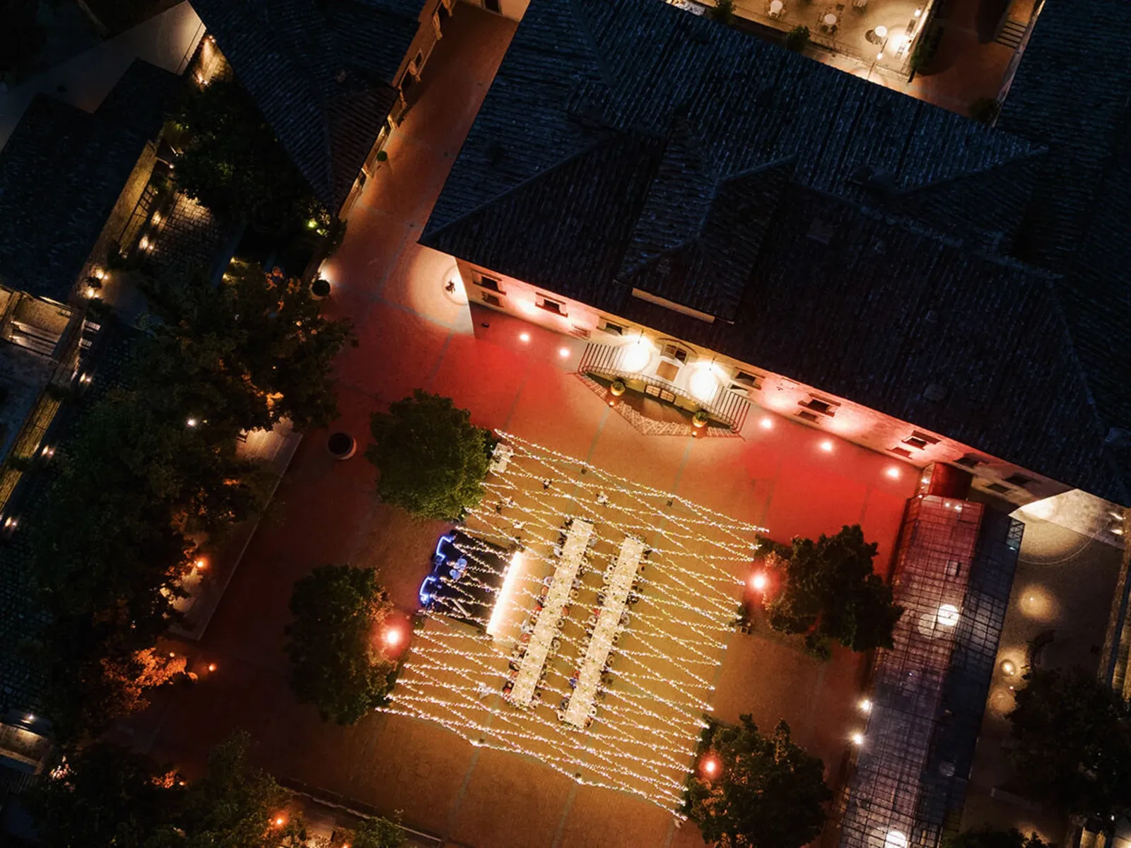 Vignamaggio Drone Piazza Night Lights