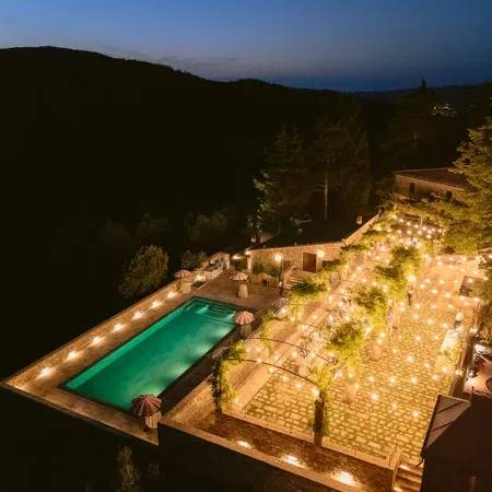 Vignamaggio Pergola Above Pool Night Empty