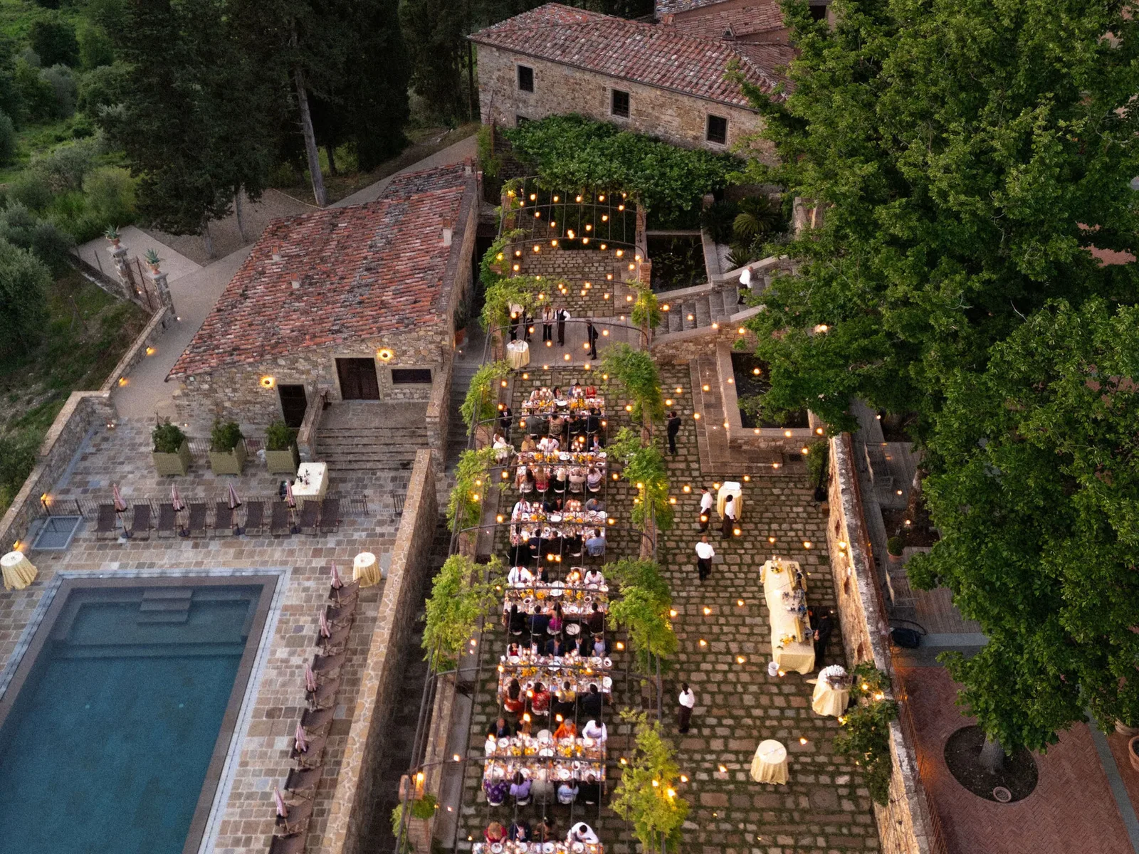 Vignamaggio Solarium Welcome Dinner Drone