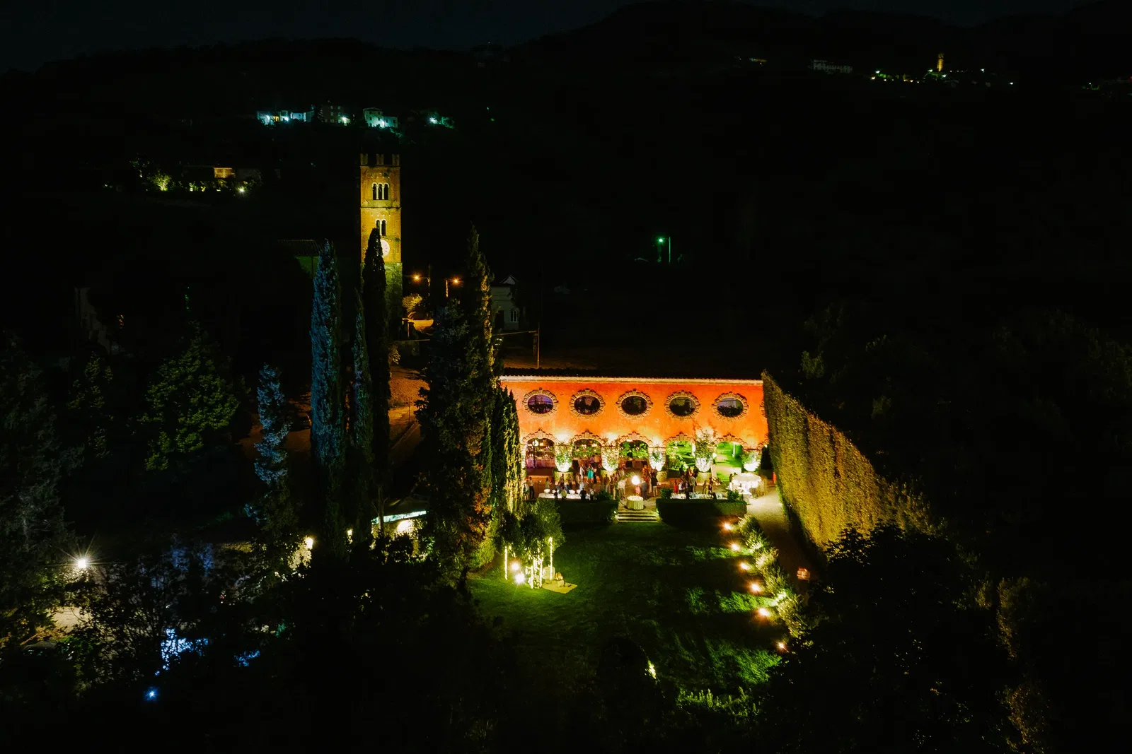 Villa Grabau Aerial View of The Limonaia At Night