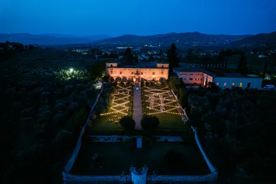 Villa Medicea di Lilliano Aerial View Night