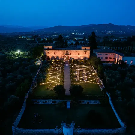 Villa Medicea di Lilliano Aerial View Night
